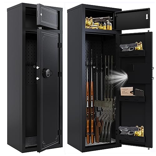 Kaer 10-14 Gun Rifle Safe,Rifle Gun Safe for Shotguns,Large Gun Safe for Home Rifle and Pistols,Long Gun Cabinet for Rifles and Shotguns with Digital Keypad,3 Adjustable Shelves,LED Light(Unassembled)