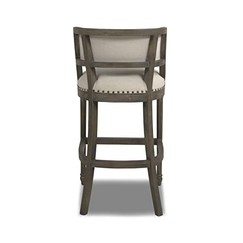 Jennifer Taylor Home Paris 26.5” Farmhouse Counter Height Bar Stool with Backrest, Dark Heathered Grey Linen