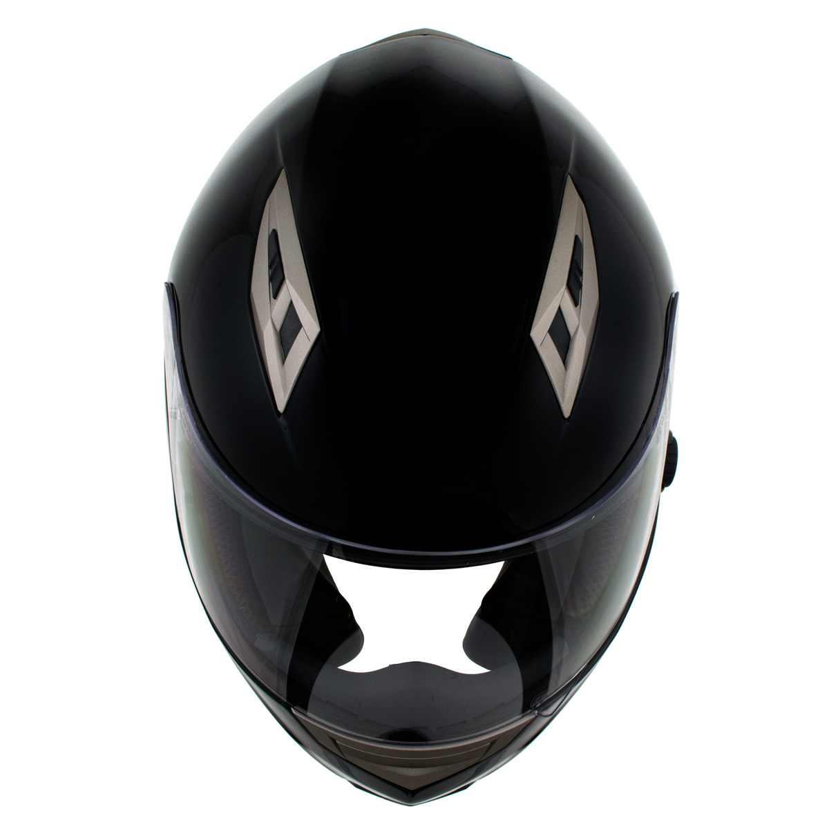 Milwaukee Helmets H510 Gloss Black 'Chit-Chat' Full Face Motorcycle Helmet w/ Intercom - Built-in Speaker and Microphone for Men / Women Medium