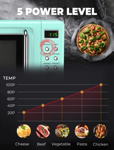 Compact Microwave Oven, SIMOE Retro Small Countertop Microwave with 8 Auto-cooking Set