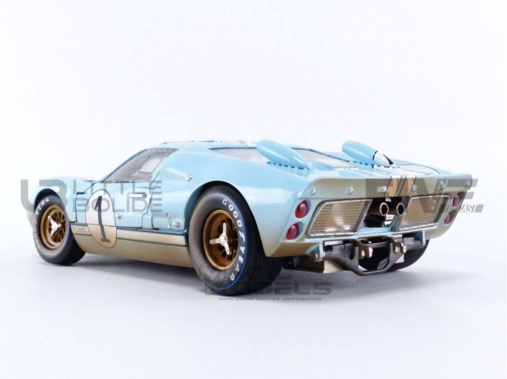 1966 Ford GT-40 MK II #1 Light Blue (Dirty Version) 1/18 Diecast Model Car by Shelby Collectibles