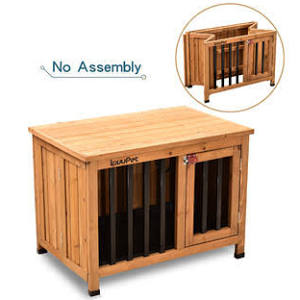 Lovupet No Assembly Wooden Portable Foldable Pet Crate Indoor Outdoor Dog Kennel Pet Cage with Tray 0651u00260650