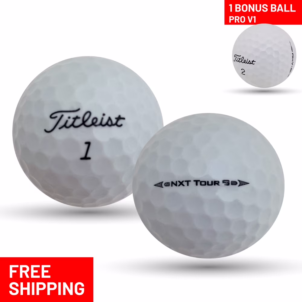 Pre-Owned 60 Nxt Tour/s 5A Recycled Golf Balls, White, by Mulligan Golf Balls - 1 BONUS PRO V1 (Good)
