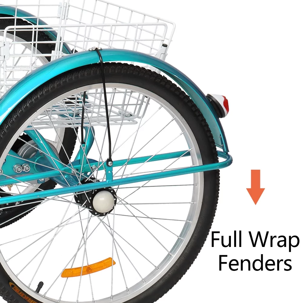 PEXMOR Adult Trike 7 Speed, 24/26 Inch Tricycle for Adult Three-Wheeled Cruiser Bike w/ Folding Front & Rear Basket Adjustable Height Seat for Recreation, Shopping Men's Women's Bike