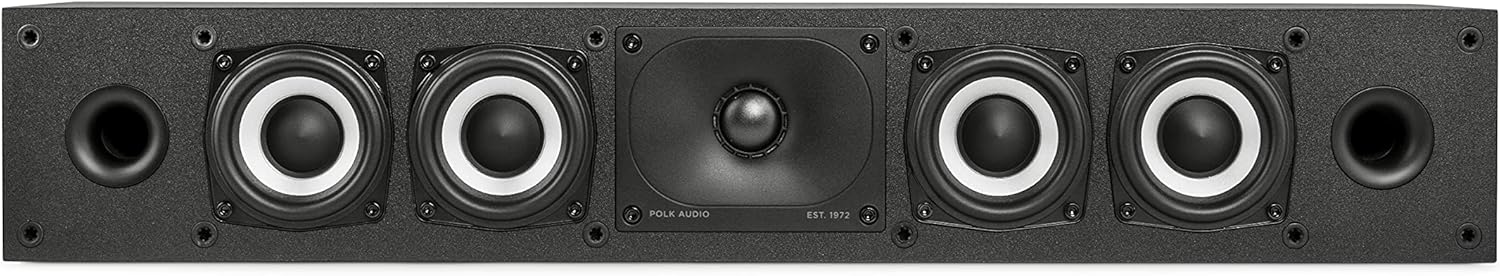 Polk Monitor XT35 Slim Center Channel Speaker - Hi-Res Audio Certified, Dolby Atmos & DTS:X Compatible, 1" Terylene Tweeter & Four 3" Dynamically Balanced Woofer, Wall-Mountable, Midnight Black