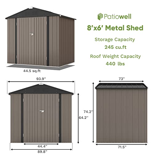 Patiowell 3 x 3 FT Outdoor Storage Shed,Small Garden Tool Storage Shed with Sloping Roof and Single Lockable Door, Outdoor Shed for Backyard Garden Patio Lawn, Grey