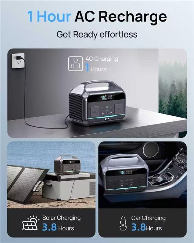 Portable Power Station 300W (600W Surge), 192Wh (60,000mAh) Solar Generator, LiFeP04 Battery with AC & DC Outlets, Power Bank Station for Outdoor Camping, Traveling, Home & Emergency (Solar Optional)