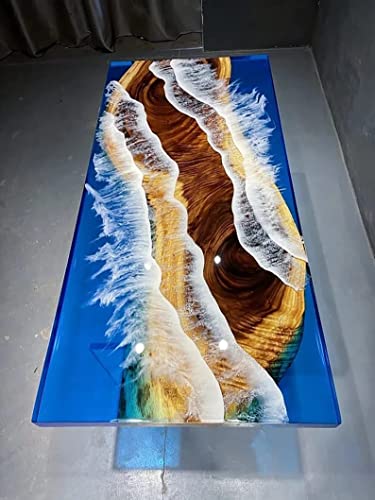 Personalized Large EPOXY Table, Resin Dining Table for 2, 4, 6, 8 River Dining Table Top, Wood Epoxy Coffee Table Top, Living Room Table (without Stand, 48 x 24 Inches)