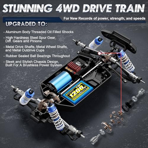 HAIBOXING 16890SA 1/16 Scale 4WD Brushless RC Truck Max 40 MPH Fast RC Cars, All Terrains RC Car with Independent ESC 4X4 Off-Road Semi-Truck for Boys and Adults, 3S Battery Applicable (not Included)