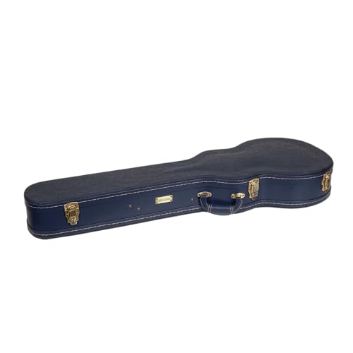 Crossrock Relief Series 335 Guitar Case for ES-335 & Semi-Hollow Electric Guitars | Carved Smoke Blue Finish, Monochrome Blue Velvet Interior, Lock – Premium Wooden Hardshell