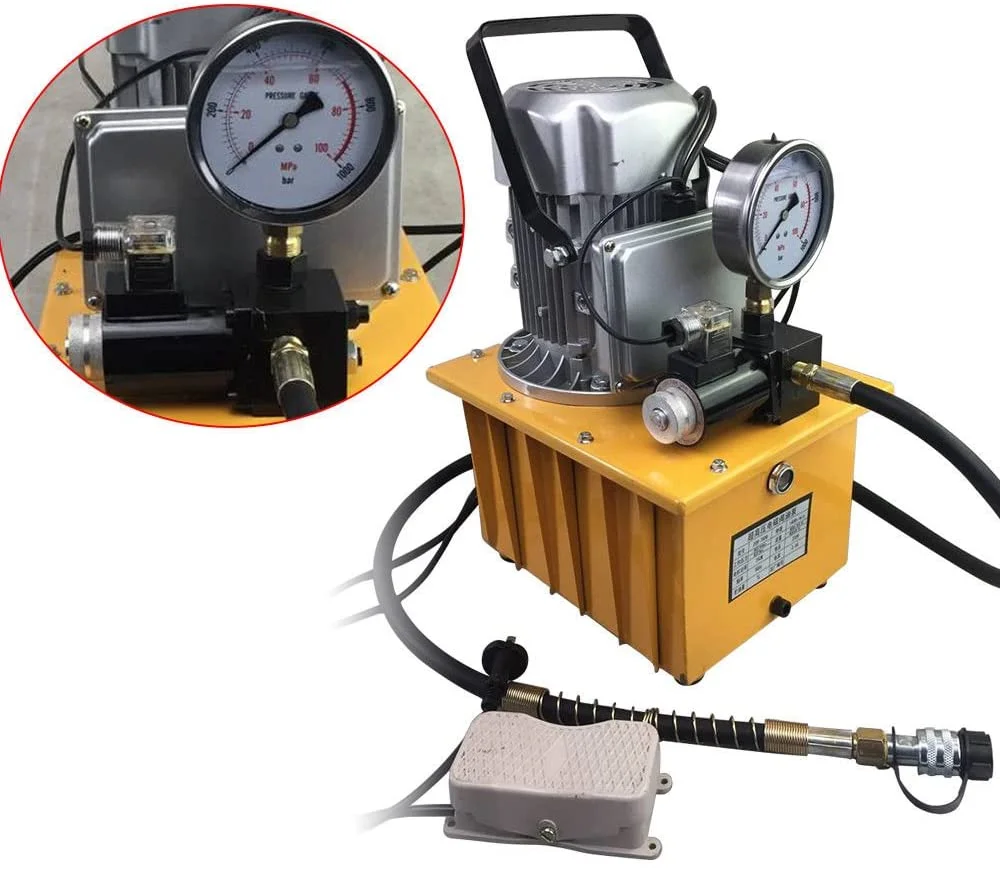 Miumaeov Electric Driven Hydraulic Pump, 110V 750W 70MPa Single Acting Hydraulic Electric Pump Solenoid Valve Control Oil Pump Hydraulic Pump Power Pack 10000PSI 1400r/Min