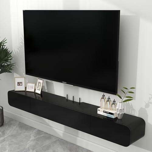 Wall TV Stand Cabinet, Modern Floating TV Stand Unit with Door, Wall Mounted Storage Cabinet, Living Room Entertainment Media Console(White,120CM)