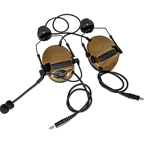 Double Comta iii Tactical Headset ARC Helmet Rail Mount Civilian Version and PTT Adapter U94 PTT Compatible Kenwood Plug Walkie-Talkie
