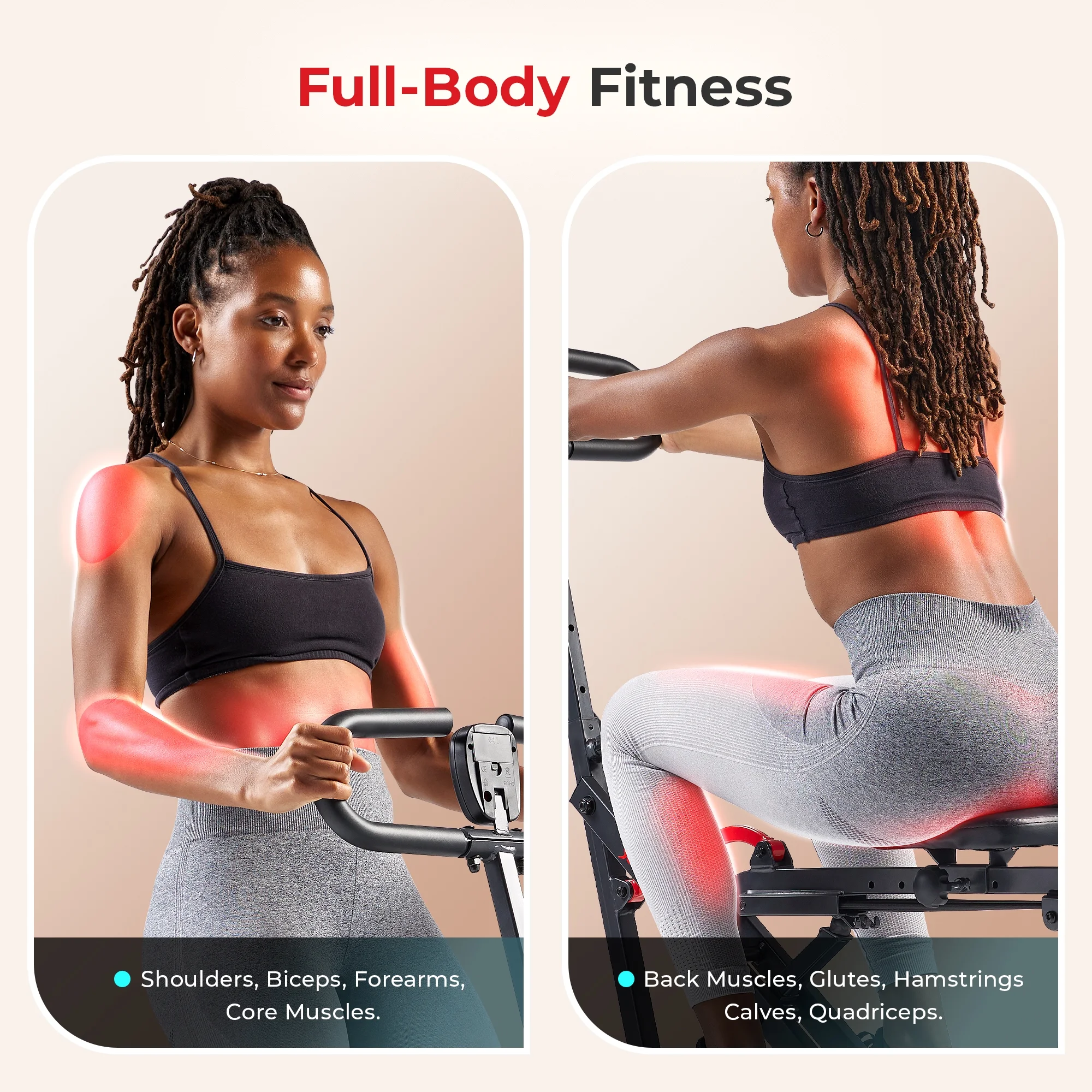 Sunny Health & Fitness Smart Upright Row-N-Ride™ Exerciser, Squat Assist Trainer for Glutes Workout with Adjustable Resistance, Easy Setup & Foldable, Glute & Leg Exercise Machine- NO. 077SMART