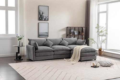 110.63" Modular Sectional Sofa, U Shaped Sofa Couch with Double Chaises 4 Pillows, High Supportive & Soft Sponges, Oversized Sleeper Sectionals Sofa Couch for Living Room, Apartment Beige