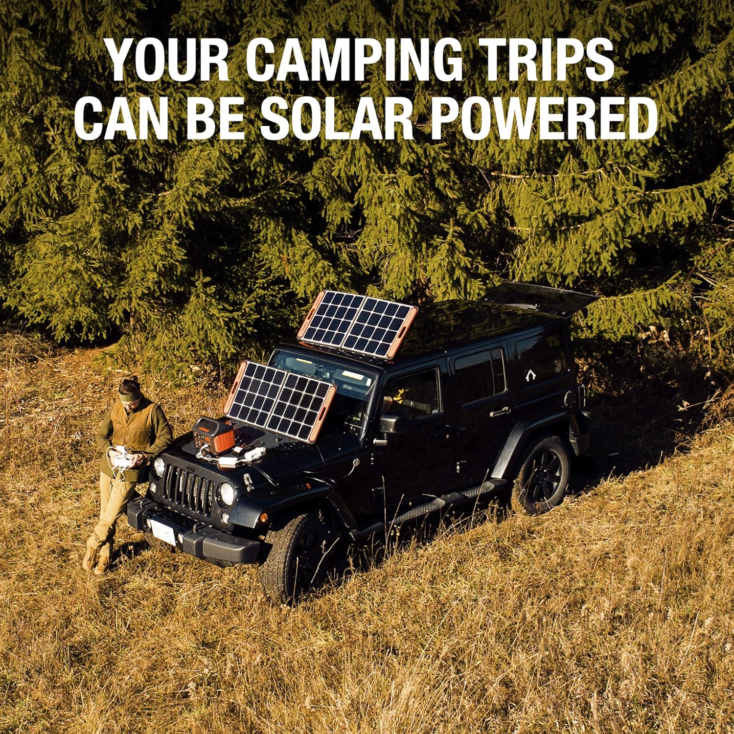 Jackery Solar Generator 1000, Explorer 1000 and 2X SolarSaga 100W with 3x110V/1000W AC Outlets, Solar Mobile Lithium Battery Pack for Outdoor RV/Van Camping