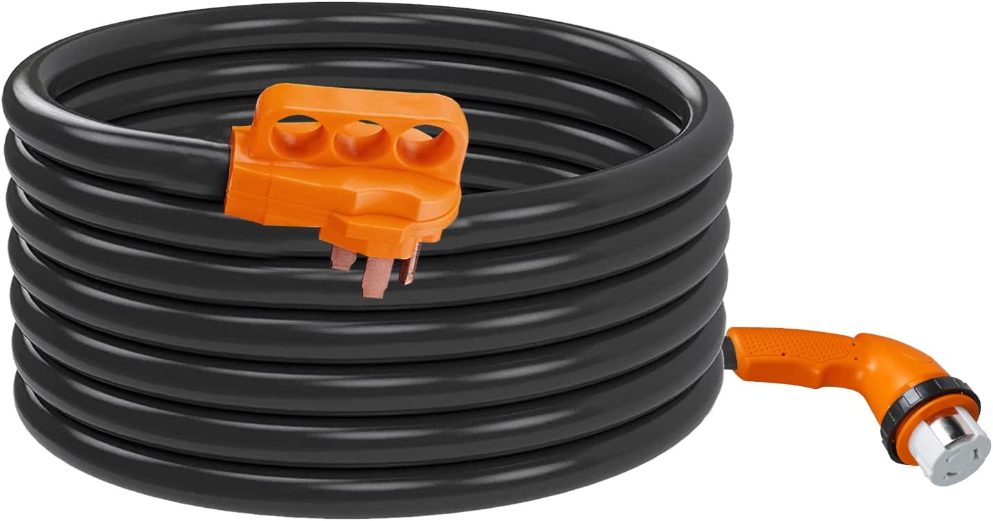 50 Amp 36 Feet RV Extension Cord, Heavy-Duty RV Power Cord with Finger Handle, Extension Cord for RV and Auto, STW 6/3 + 8/1 Generator Cord,14-50P/R Standard Plug