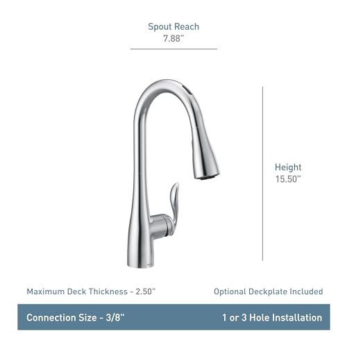 Moen Arbor Spot Resist Stainless Motionsense Wave Sensor One-Handle Pulldown Kitchen Sink Faucet Featuring Power Clean, Touchless Kitchen Faucet with Sprayer