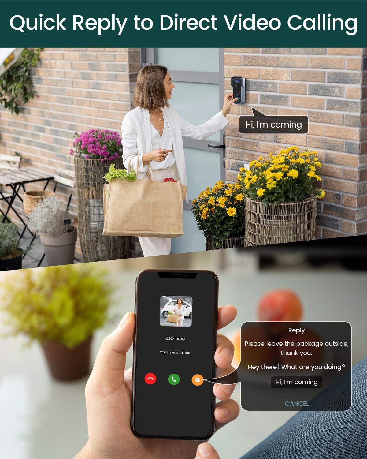 Wireless Video Doorbell Camera with Chime & 32GB SD Card , Euki Door Bell Ringer Wireless with Camera, 1080P HD, Human Detection, Night Vision, 2-Way Audio, IP65, Rechargeable Battery, for iOS&Android