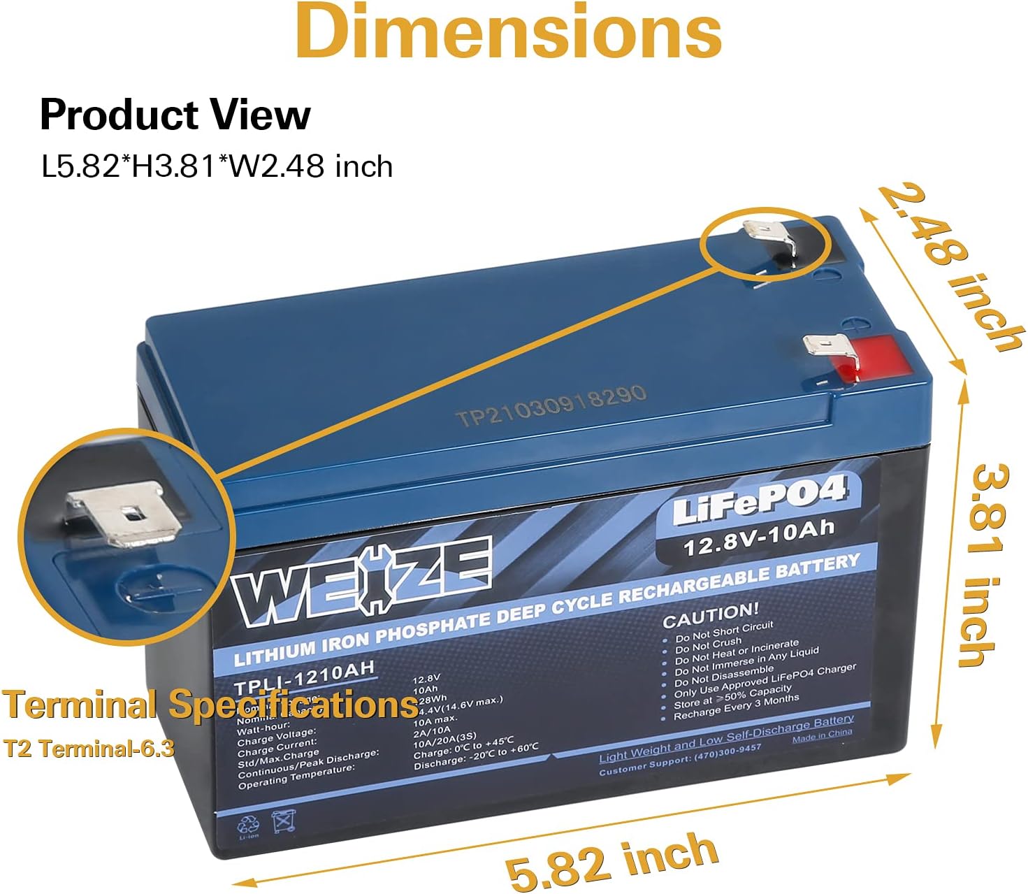 Weize 12V 200Ah LiFePO4 Lithium Battery, Up to 8000 Cycles, Built-in Smart BMS, Perfect for RV, Solar, Marine, Overland/Van, and Off Grid Applications