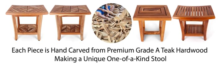 Rutledge & King Teak Shower Bench - Teak Shower Seat - Teak Wood Bathroom Stool - Corner Bench Alternative - Bathroom Chair - Bath Bench/Teak Bench (Darlington)