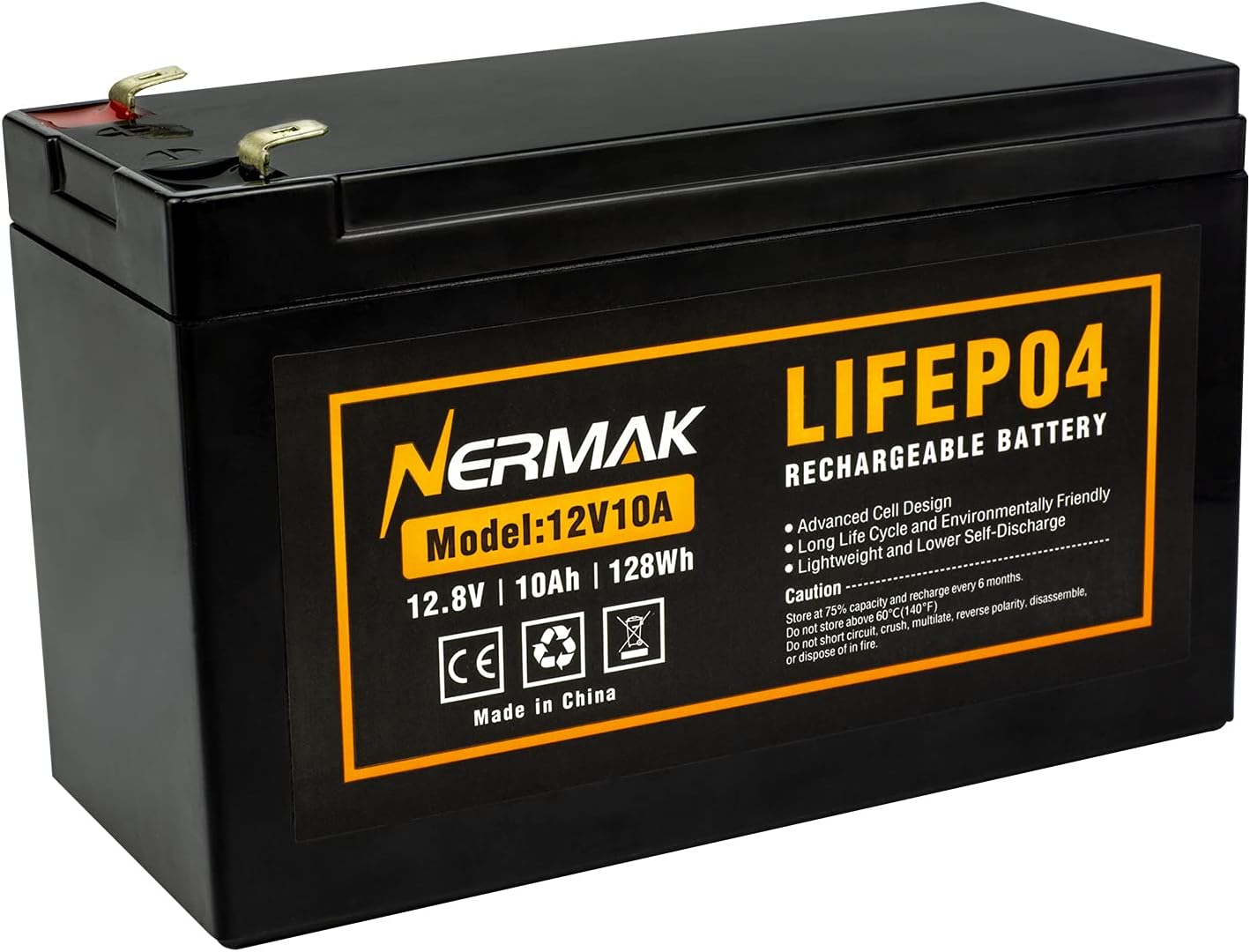 Nermak 2 Pack 12V 12Ah LiFePO4 Deep Cycle Battery, 2000+ Cycles Lithium Iron Phosphate Rechargeable Battery for Solar Power, Lighting, Power Wheels, Fish Finder, Scooters and More, Built-in 12A BMS