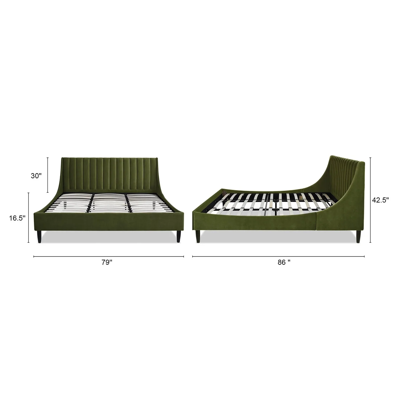 Jennifer Taylor Home Willow Performance Velvet Channel Tufted Platform Bed Olive Green King