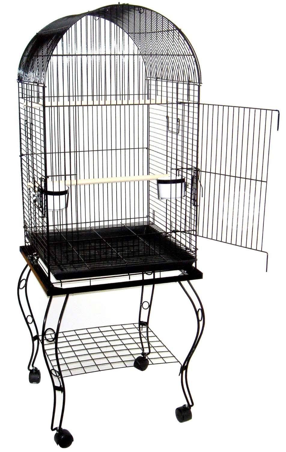 Yml 600ablk 20-inch Dometop Parrot Cage with Stand, Black