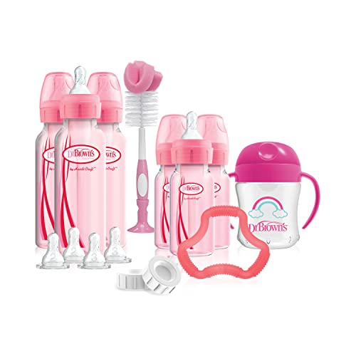 Dr. Brown's Natural Flow Anti-Colic Options+ Special Edition Pink Baby Bottle Gift Set & All-in-One Sterilizer and Dryer for Baby Bottles, Parts & Other Newborn Essentials