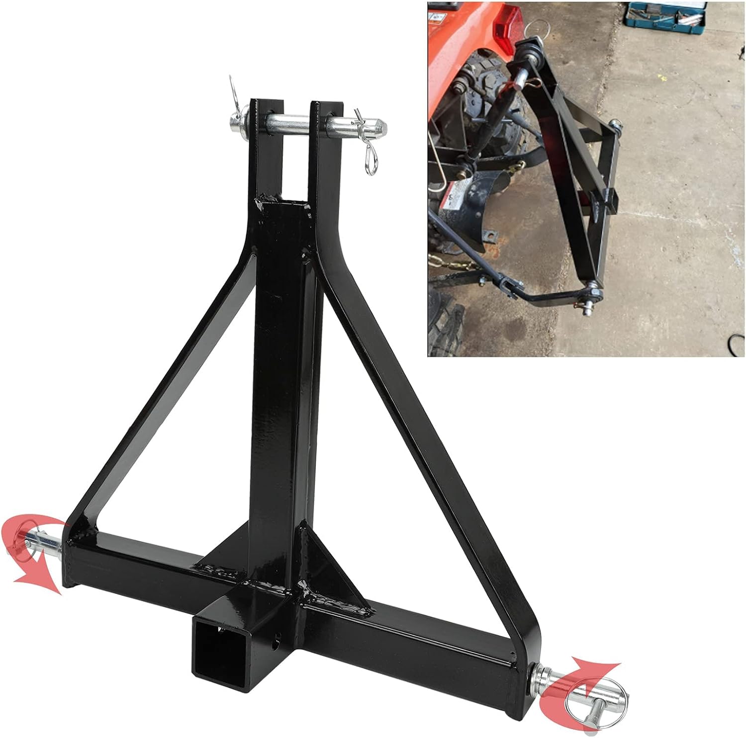 2 Receiver 3 Point Trailer Hitch Category 1 Tractor Tow Drawbar Adapter Compatible with BX Kubota John Deere LM25H WLM Tractor NorTrac Kioti Yanmar