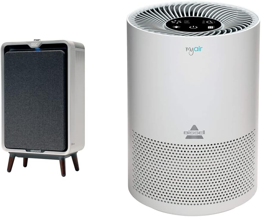 BISSELL air320 Smart Air Purifier with HEPA and Carbon Filters for Large Room and Home, Quiet Bedroom Air Cleaner, Auto Mode, 2768A, White/Grey