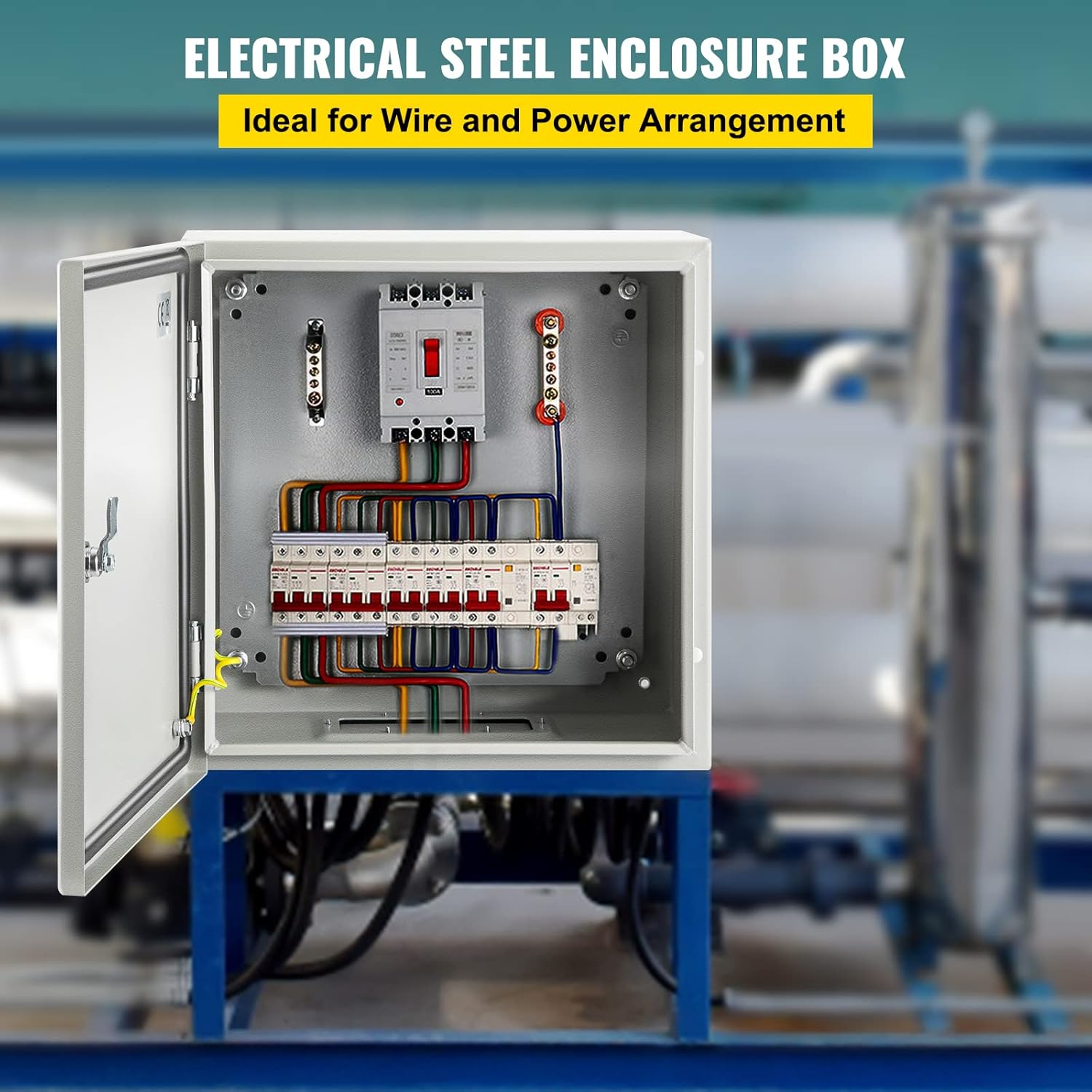 VEVOR NEMA Steel Enclosure, 12 x 10 x 6'' NEMA 4X Steel Electrical Box, IP66 Waterproof & Dustproof, Outdoor/Indoor Electrical Junction Box, with Mounting Plate