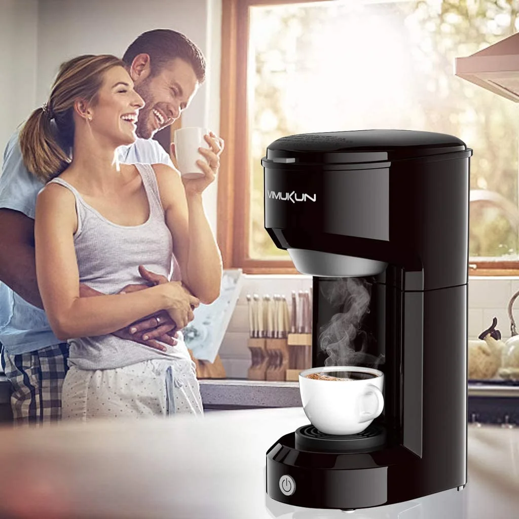Single Serve Coffee Maker Coffee Brewer Compatible with K-Cup Single Cup Capsule with 6 to 14oz Reservoir, Mini Size (Black)