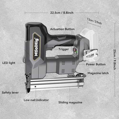 Cordless 18GA Brad Nailer for Dewalt 20V Max, 18 Gauge Nail Gun with 1000 Nials for Wood Carpentry, Brushless, 2 Mode, 5/8 to 1-1/4 Inch, Tool Only