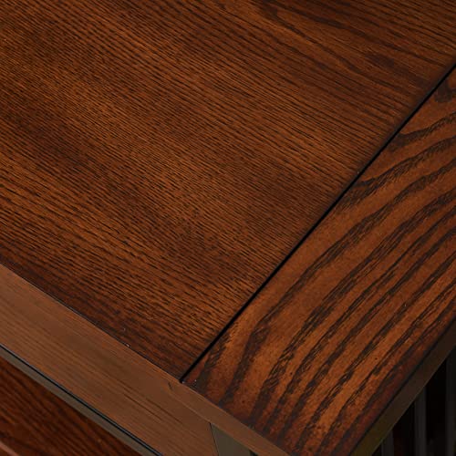 Leick Home 11262 Ironcraft Mantel Height Rustic Bookcase with Drawer Storage, 12" D x 30" W x 50" H, Mission oak/matte black