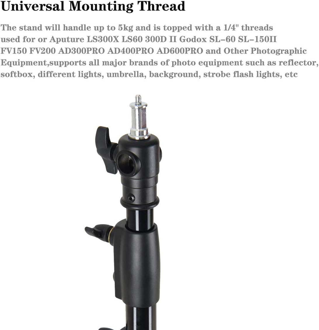 Godox Heavy Duty Aluminum Photography Light Tripod Stand for Studio Photography Lighting, Backgrounds, Monolights, Strobe Flash - 286CM, 112 Inches Pack of 2