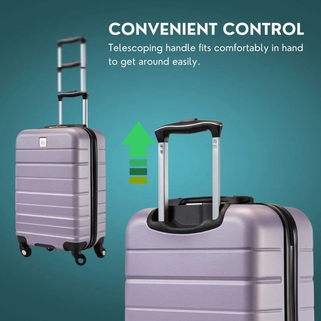 Skyway Luggage 20" Epic 2.0 Hardside 4 Wheel Spinner Luggage, Carry-On, Silver Lilac