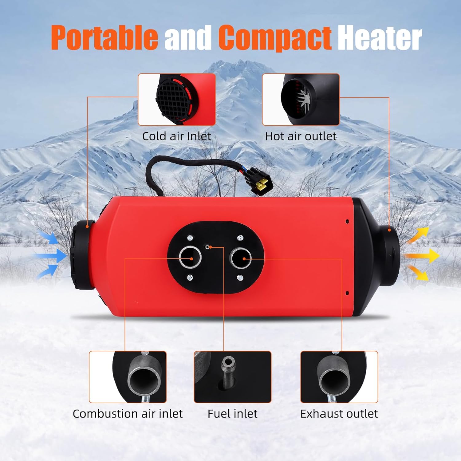 Towallmark Diesel Air Heater All in One, Portable Diesel Heater 5KW 12V, Diesel Parking Heater with Remote Control, LCD Screen, 10L Fuel Tank, Muffler for Car Truck RV Trailer Boat Van Campers Home