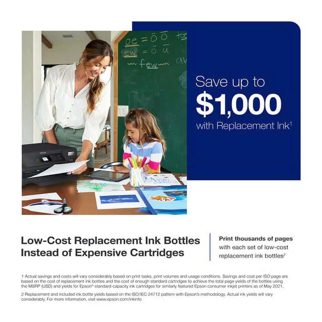 Epson EcoTank ET-2850 Wireless Color All-in-One Cartridge-Free Supertank Printer with Scan, Copy and Auto 2-sided Printing ? The Perfect Family Printer