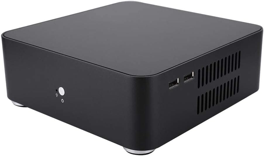 HTPC Case, Frosting Treatment Small Size Mini ITX Case Desktop PC Case for The ITX Motherboard for Gaming(Black, USB3.0) Pack of 2
