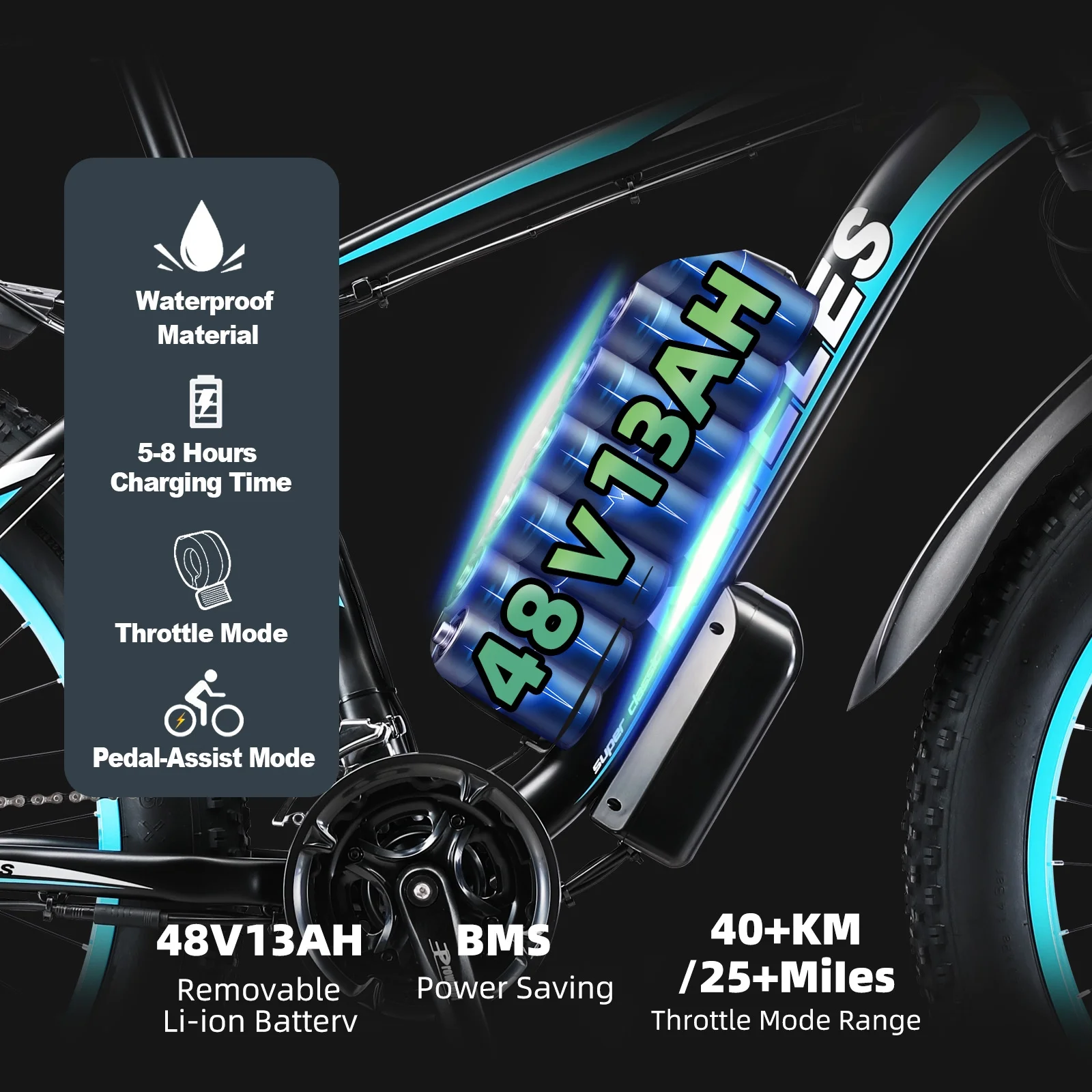 KETELES Electric Bike for Adults Ebike, 750W Adults E Bike, Electric Mountain Bicycle 48V 13AH Removable Battery, 26" Fat Tire Electric Bike