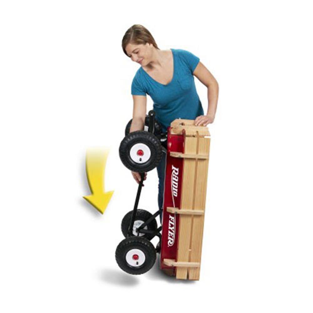 Radio Flyer Full Size All Terrain Classic Steel u0026 Wood Pull Along Wagon (2 Pack)