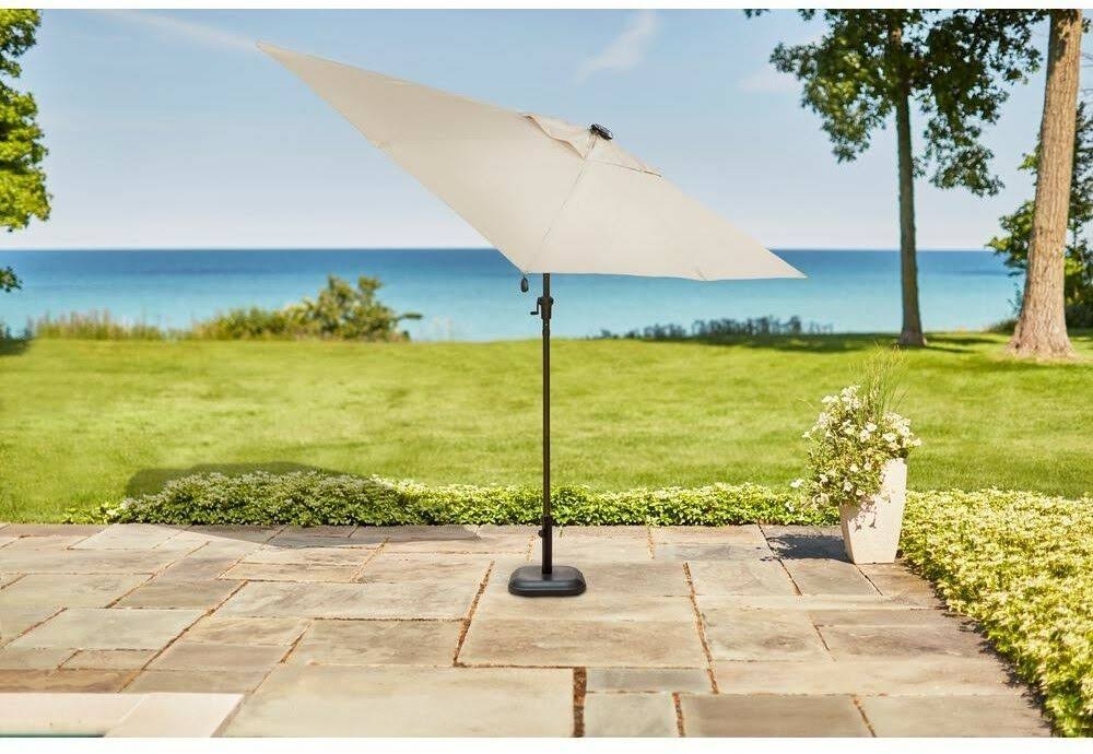 Hampton Bay YJAUC-171-RC2 10 ft. x 6 ft. Aluminum Solar Patio Umbrella in Cafe