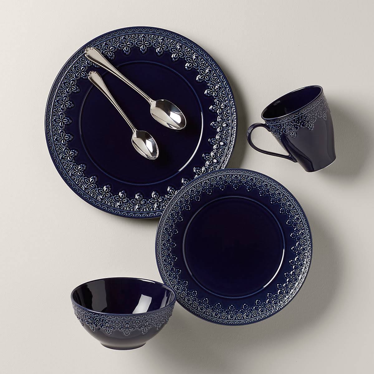 Lenox Chelse Muse Fleur Grey 4-Piece Place Setting