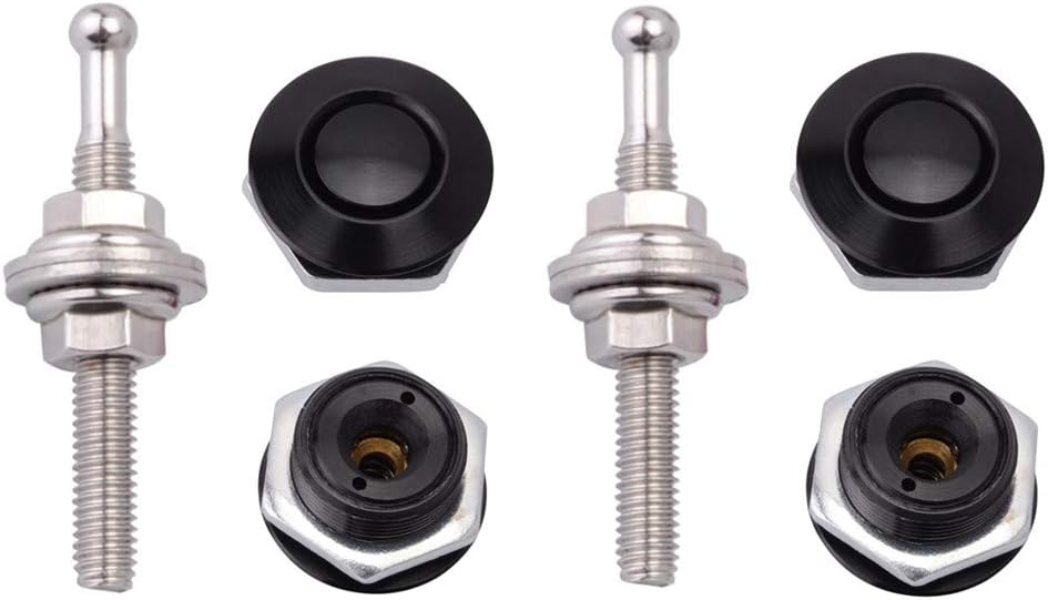 STETION Quick Latch Hood Pins Universal 2 Pack 2.44" Diameter Quick Release Latch Push Button Quick Release Hood Bonnet Pins Lock Clip Kit (2 Pack-Black) Pack of 2