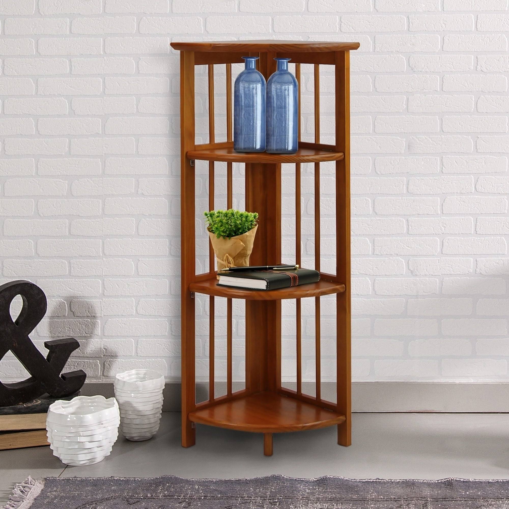 Casual Home 4-Shelf Corner Folding Bookcase - Truffle Brown