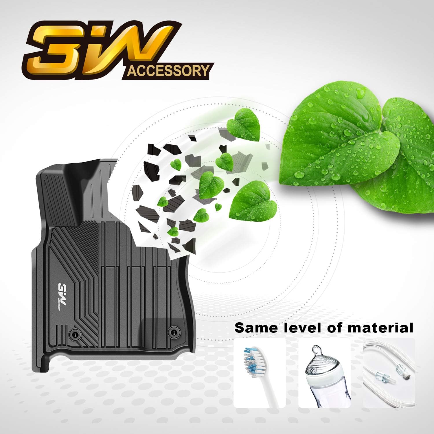 3W Floor Mats Compatible for Toyota Tundra 2014-2021 TPE All Weather Custom Fit Floor Liner for Toyota Tundra 1st and 2nd Row Full Set Car Mats Black