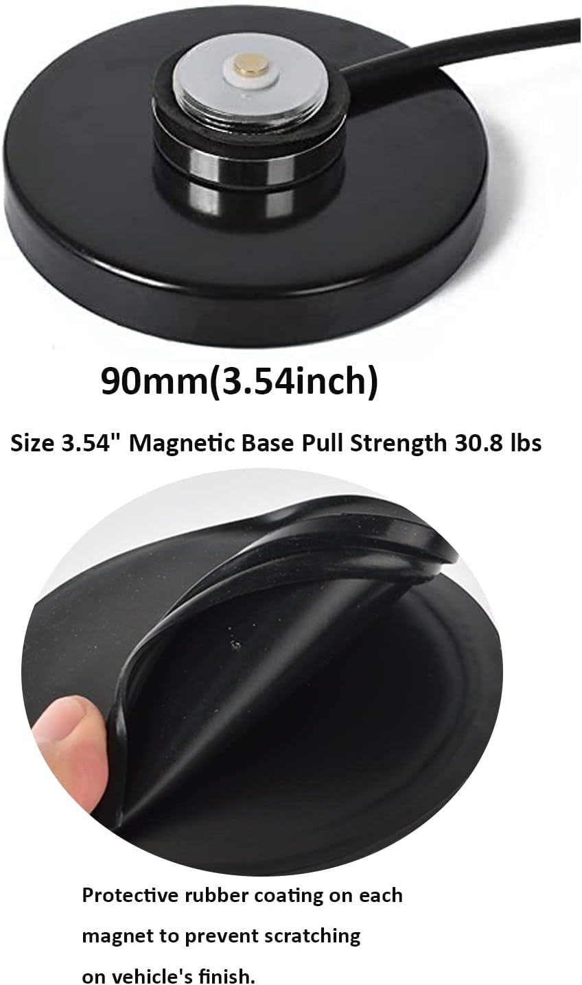 HYS Amateur Pre-Tuned Dual-Band VHF/UHF Dual Band NMO Antenna for 2m 70cm Mobile Radios W/Magnetic Base 5M(16.4ft) RG58 Cable PL-259 UHF Mag Mount Pack of 2
