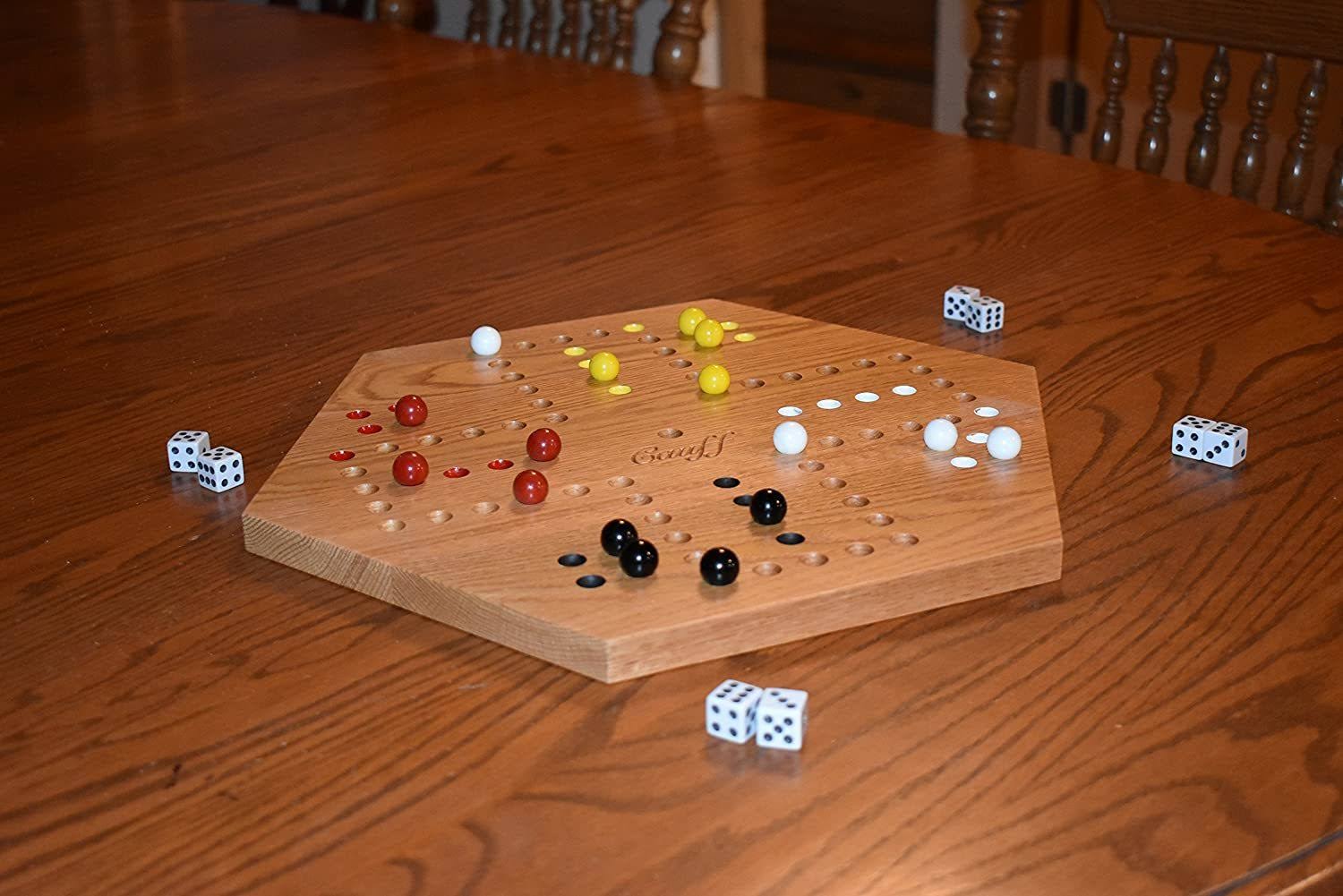 Cauff Solid Oak Double Sided Aggravation Marble Board Game Hand Painted 16 inch