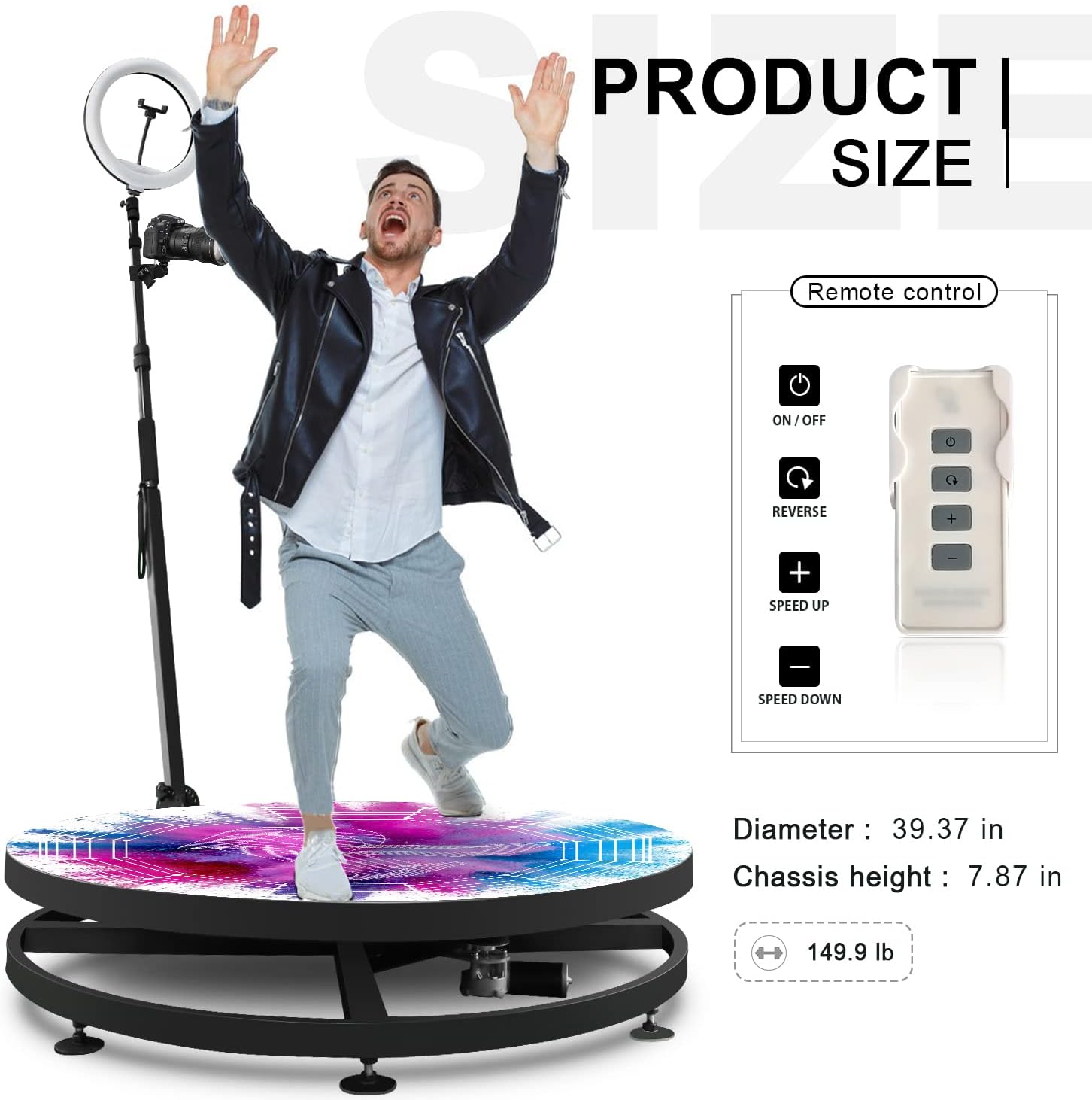 Upgrade 360 Photo Booth Machine,360 Photo Booth for Parties,360 Camera Booth,Automatic Slow Motion 360 Spin Photo Booth with Rotating Stand and Selfie Light,Flight Case Package(31.5 in)